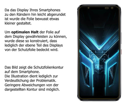 dipos Displayschutz für Asus ROG Phone 3, transparente Oberfläche, perfekte Passform auch für die Rundungen