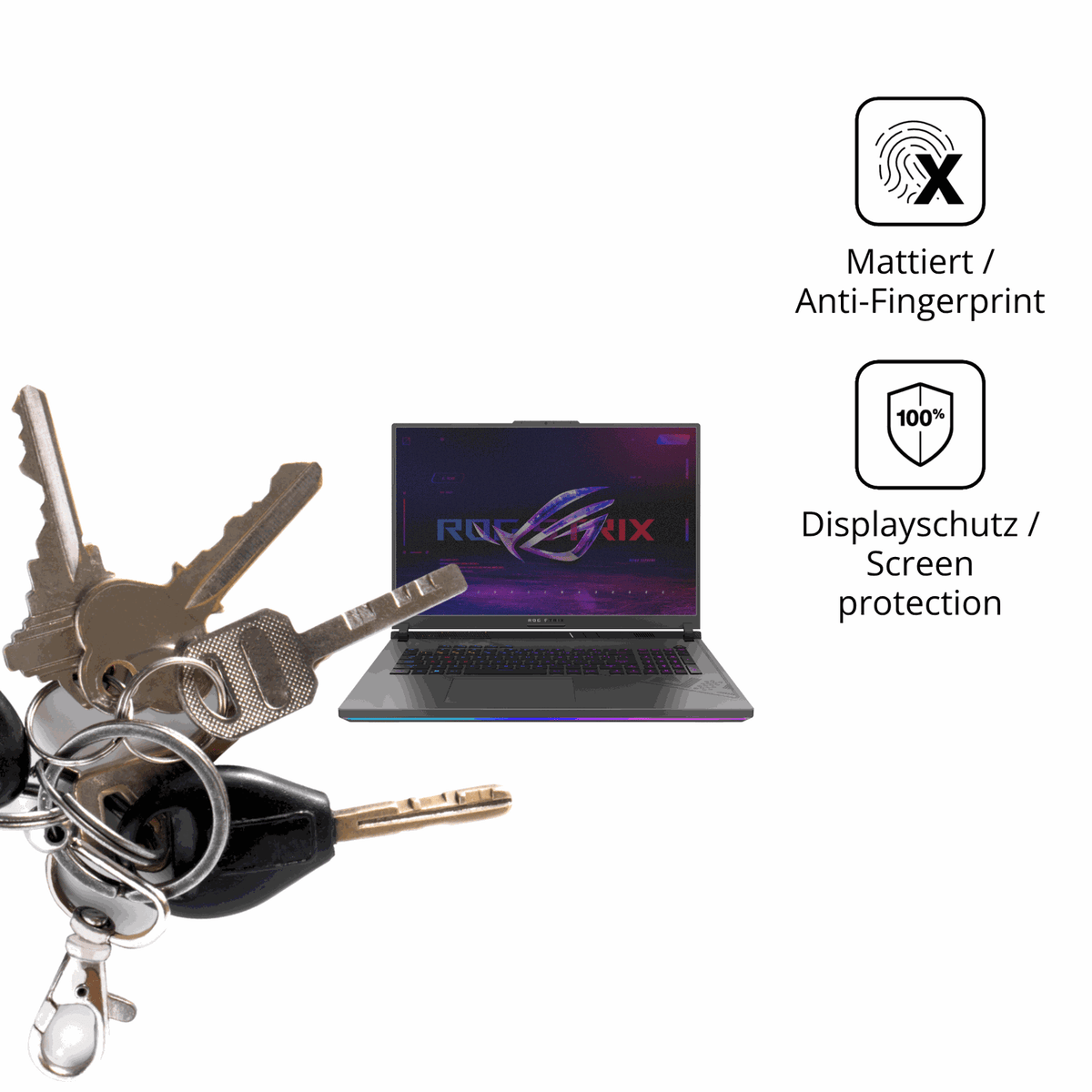 dipos Displayschutz f�r Asus Strix G814j, mattierte Oberfl�che, Blickschutzfilter und perfekter Passform