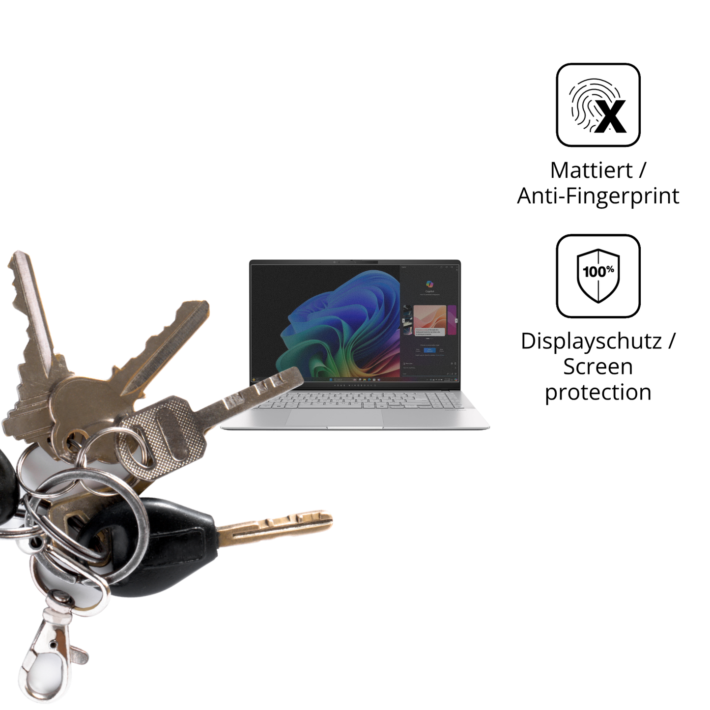 dipos Displayschutz für asus90nb14q2, mattierte Oberfläche, Blickschutzfilter und perfekter Passform