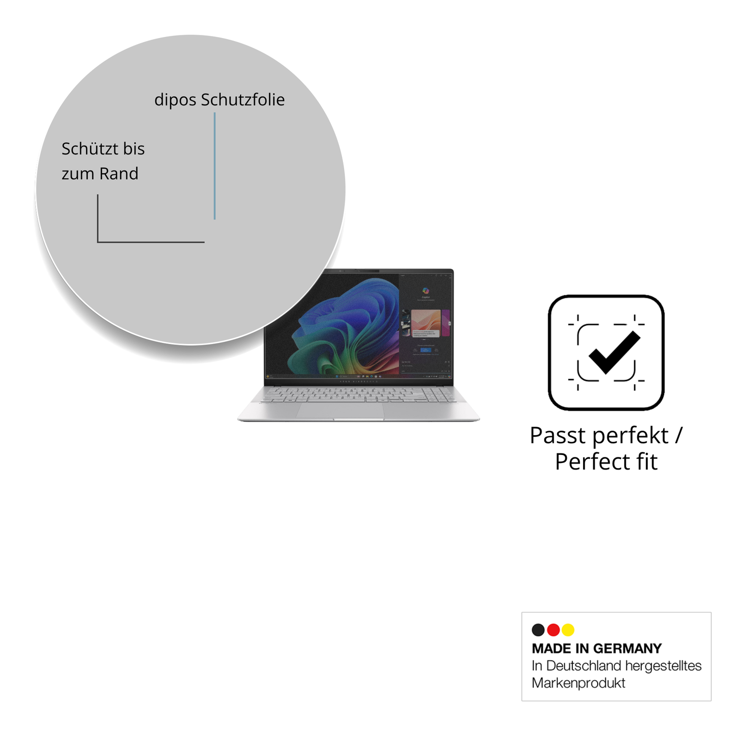 Schutz gegen Kratzer auf dem asus90nb14q2 Glas durch Schlüssel oder Ähnliches