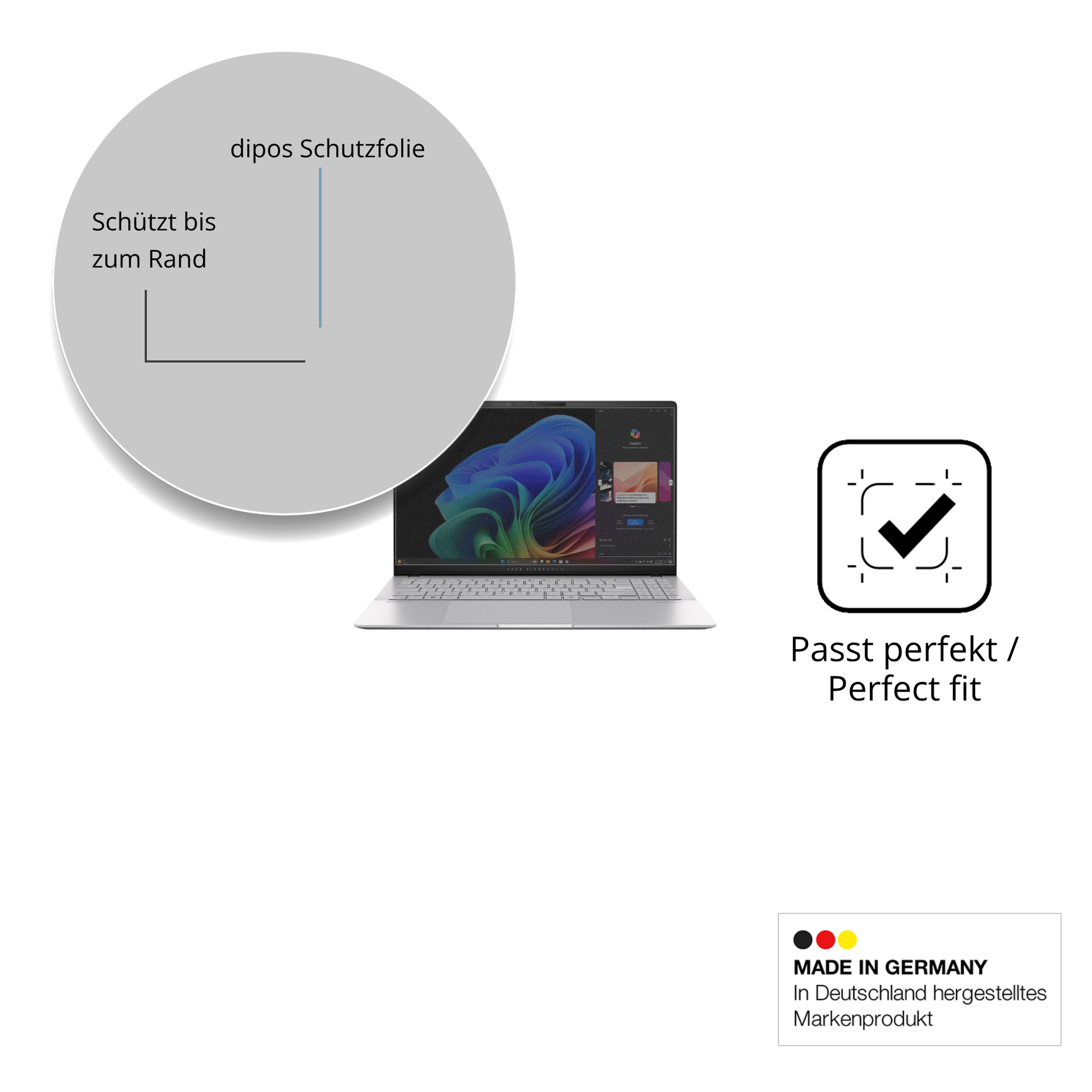 Schutz gegen Kratzer auf dem asus90nb14q2 Glas durch Schlüssel oder Ähnliches