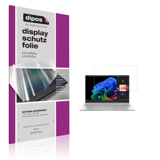 Klare Displayschutzfolie von dipos passend für asus90nb14q2, präziser Zuschnitt und blasenfrei montiert