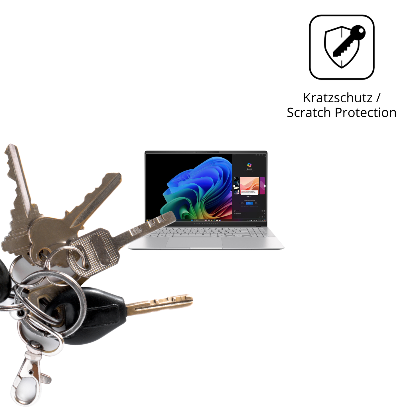 Schutz gegen Kratzer auf dem asus90nb14q2 Glas durch Schlüssel oder Ähnliches