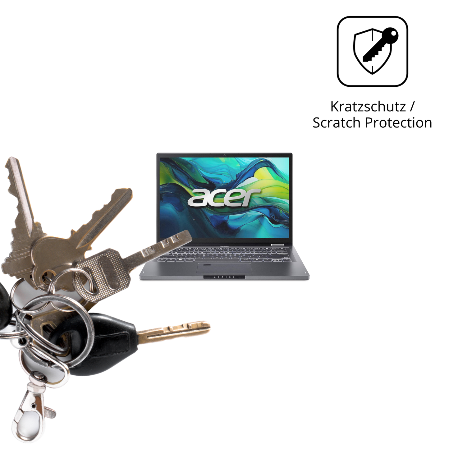 Schutz gegen Kratzer auf dem Asus Aspire 14 Glas durch Schlüssel oder Ähnliches