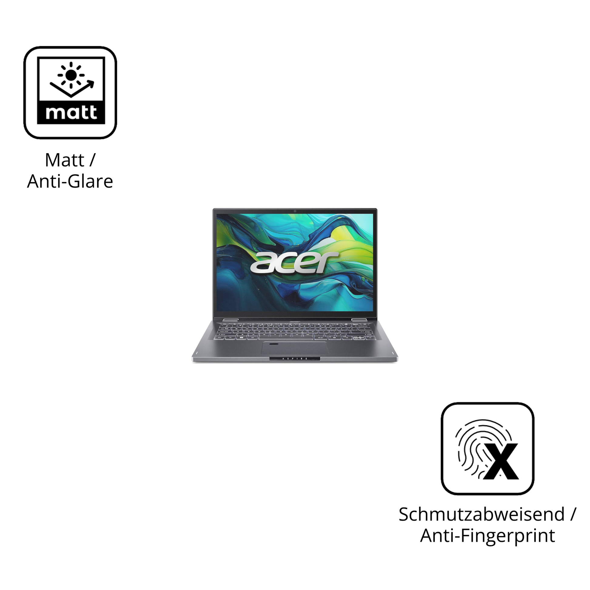 Dünne und entspiegelnde Folie passend zugeschnitten für Asus Aspire 14