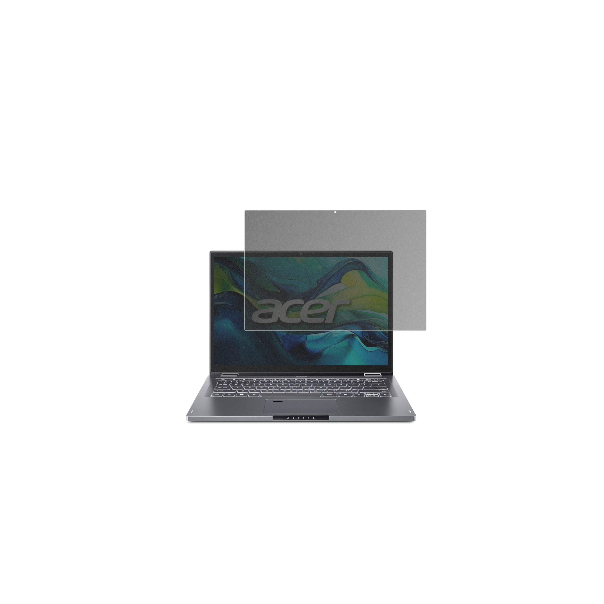 AsusAspire 14 mit aufgebrachtem dipos Displayschutz, der seitliche Einblicke blockiert