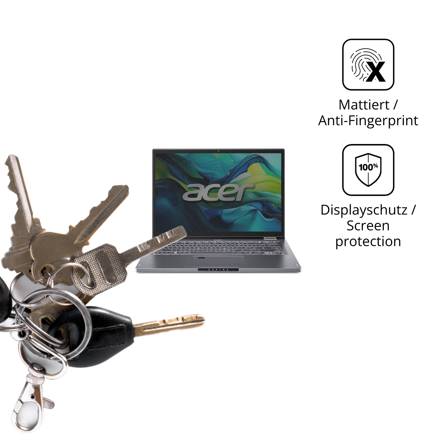 dipos Displayschutz für Asus Aspire 14, mattierte Oberfläche, Blickschutzfilter und perfekter Passform