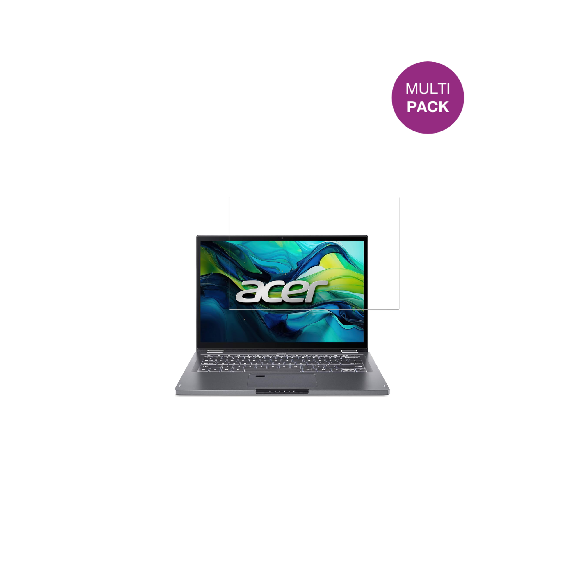 AsusAspire 14 mit aufgebrachter dipos Displayschutzfolie, glasklare Darstellung ohne Einschränkungen