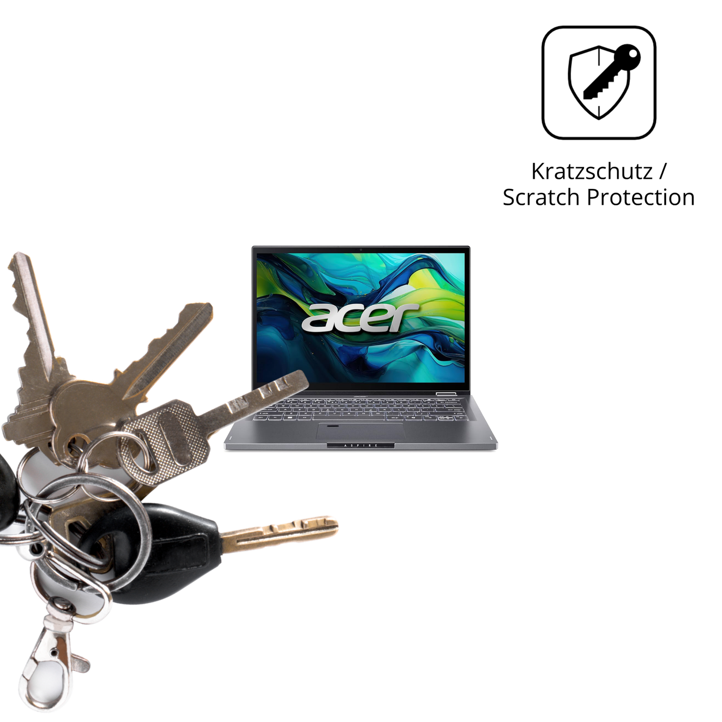 Schutz gegen Kratzer auf dem Asus Aspire 14 Glas durch Schlüssel oder Ähnliches
