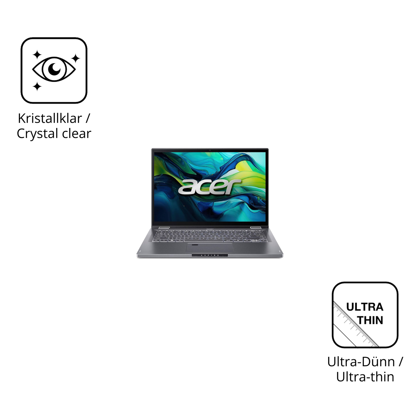 Dünne und klare Folie passend zugeschnitten für Asus Aspire 14