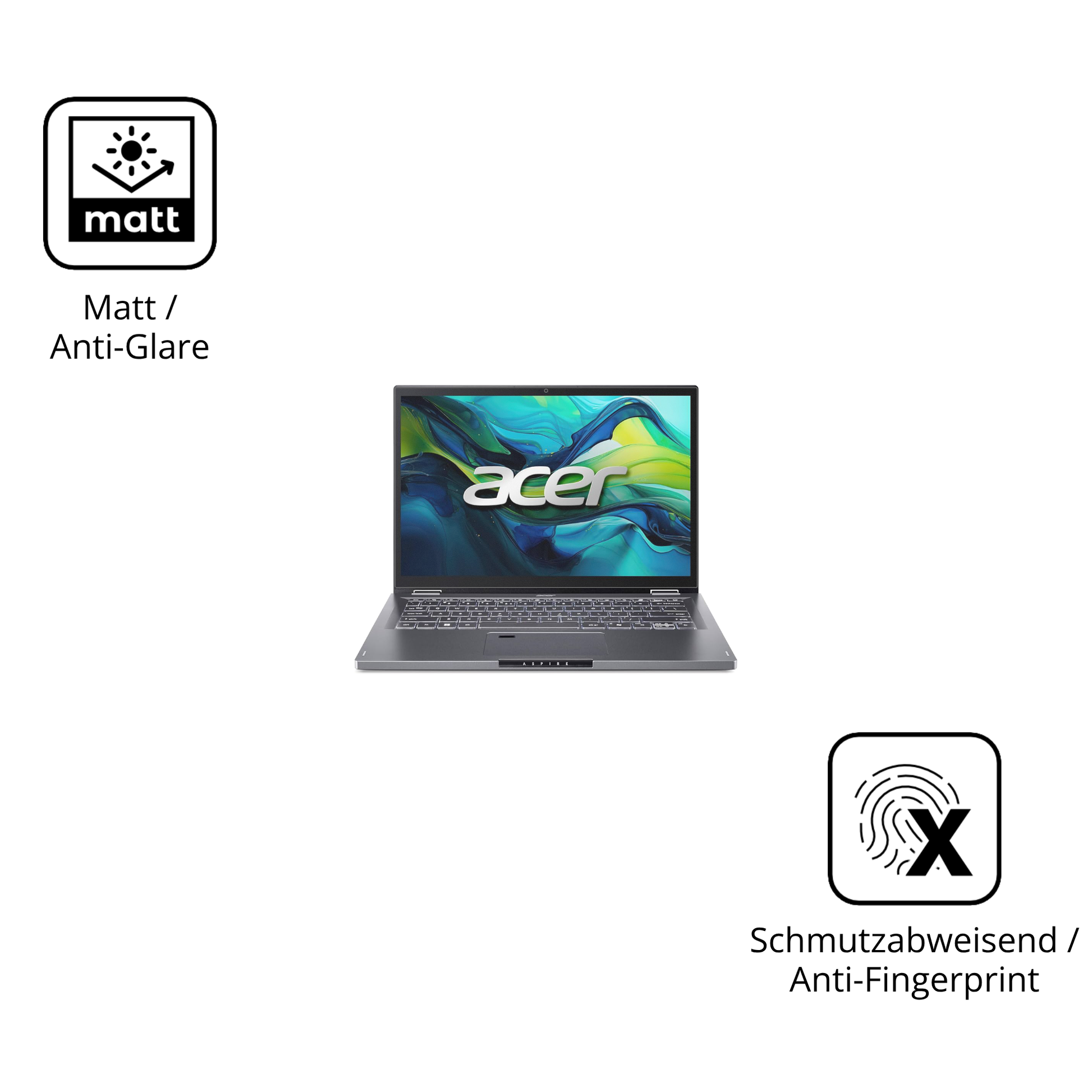 9H Hartbeschichtete, flexible Folie passend zugeschnitten für Asus Aspire 14