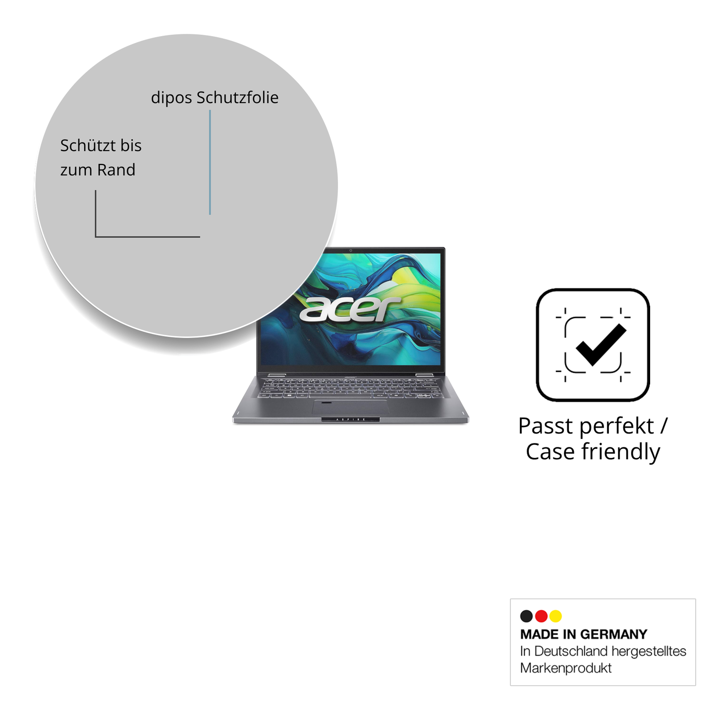 Schutzglasfolie mit optimaler Passform, zur Verwendung mit Hüllen geeignet