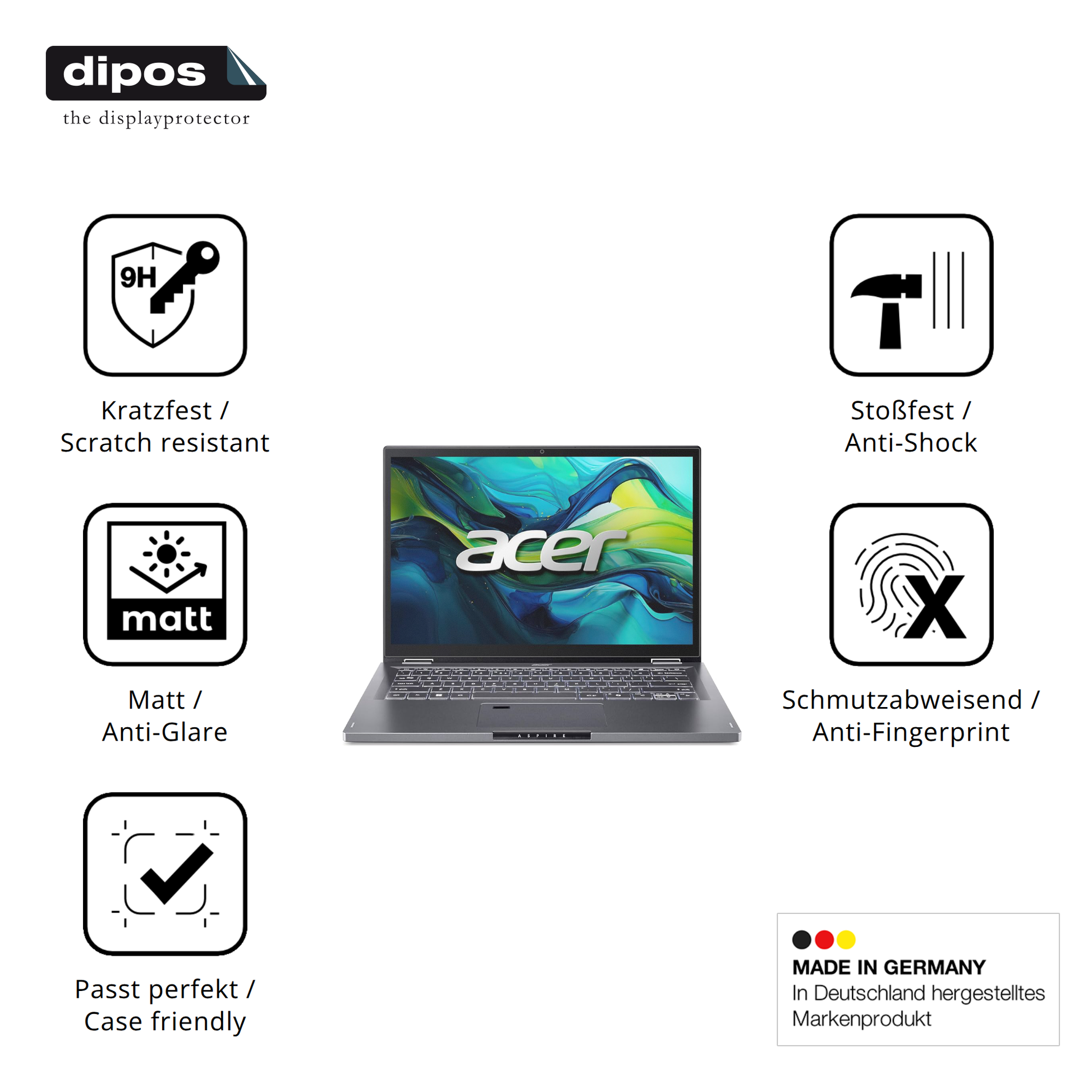 Displayschutz hergestellt in Deutschland, höchste Qualität made in Germany