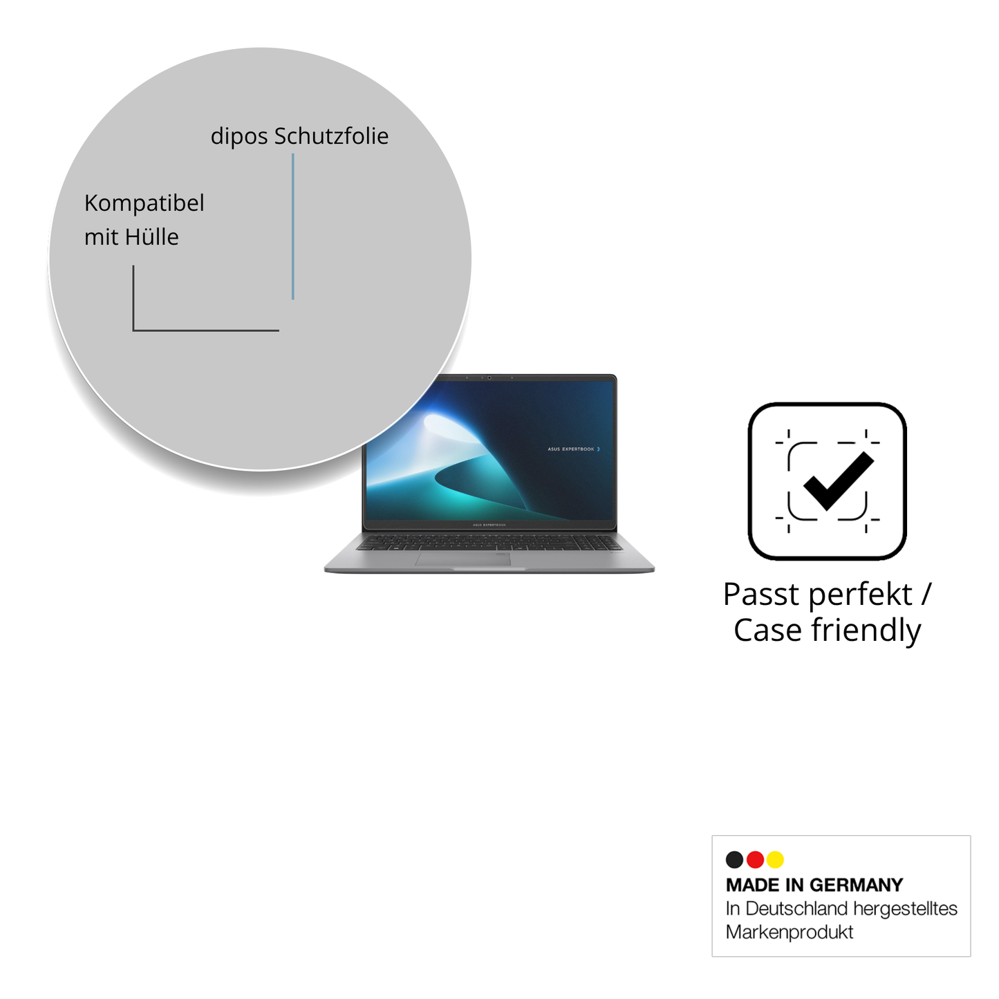 Schutzfolie mit optimaler Passform, zur Verwendung mit Hüllen geeignet
