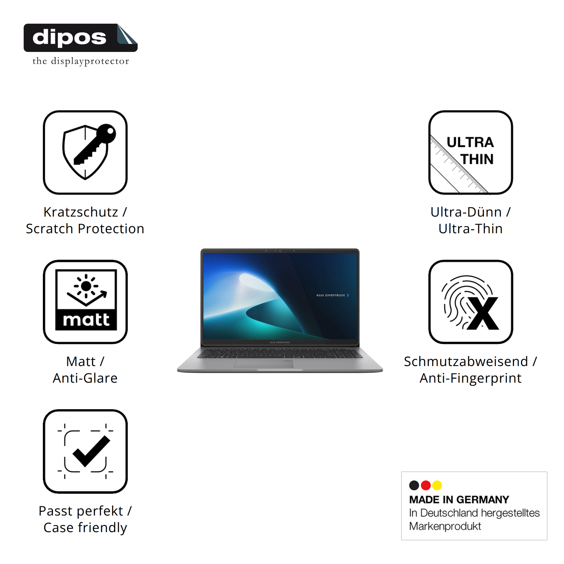 Displayschutz hergestellt in Deutschland, höchste Qualität made in Germany