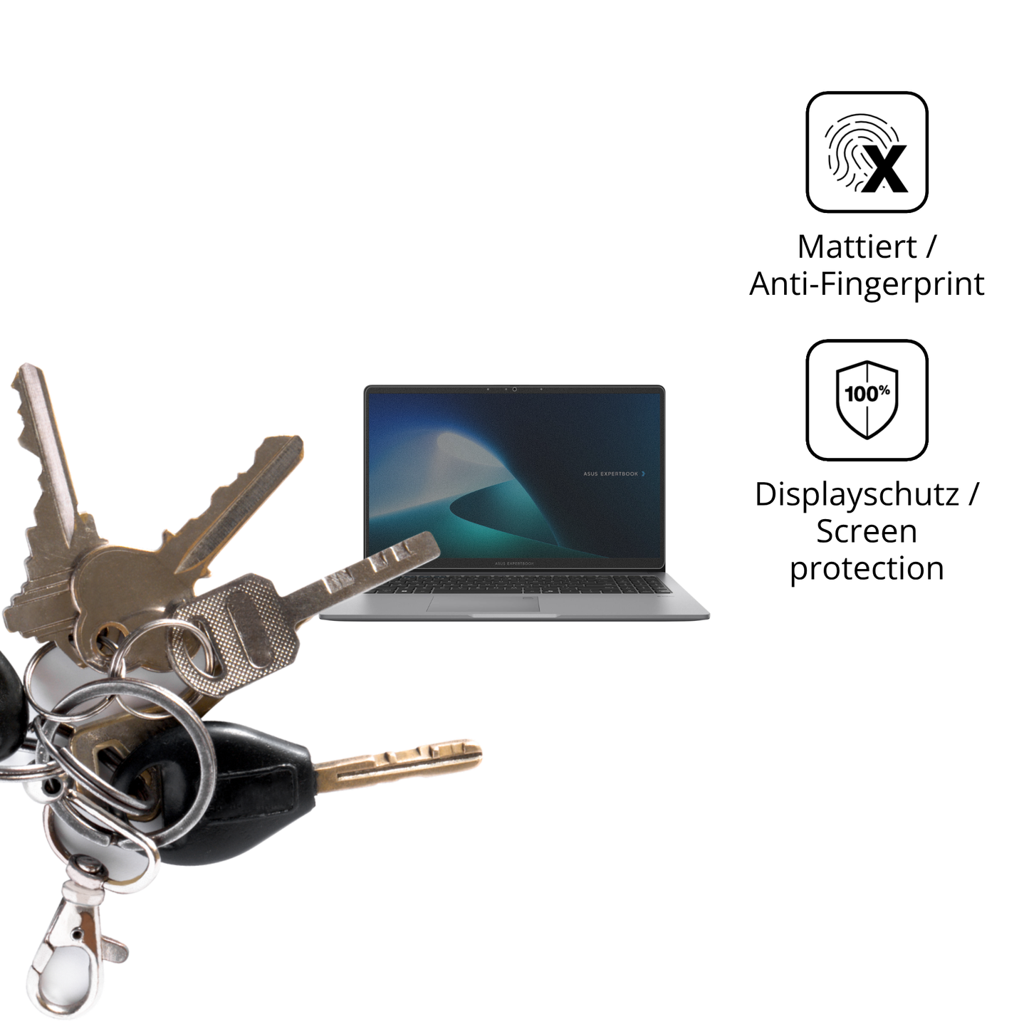 dipos Displayschutz für Asus ExpertBook P1, mattierte Oberfläche, Blickschutzfilter und perfekter Passform