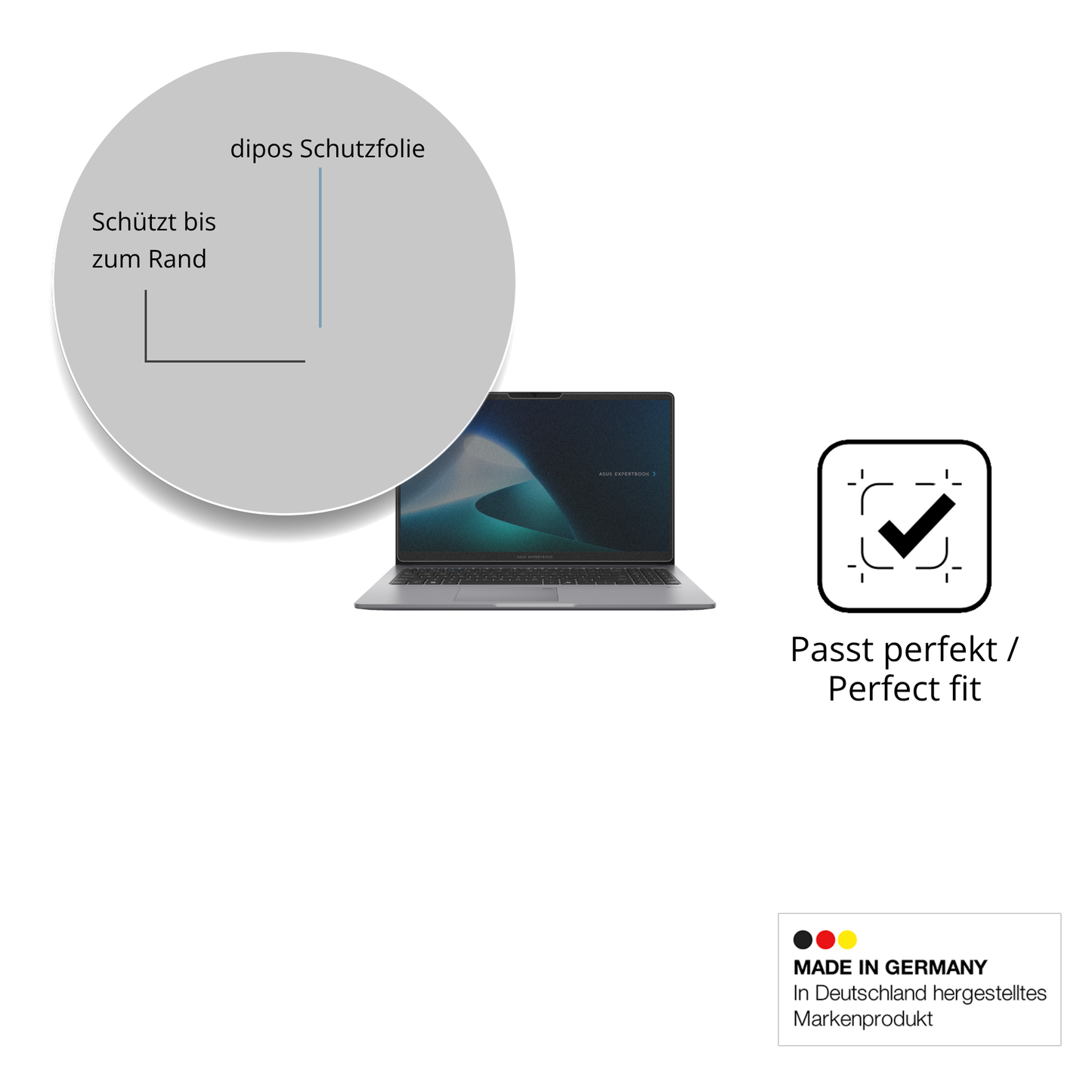 Schutz gegen Kratzer auf dem Asus ExpertBook P1 P1503CVA Glas durch Schlüssel oder Ähnliches