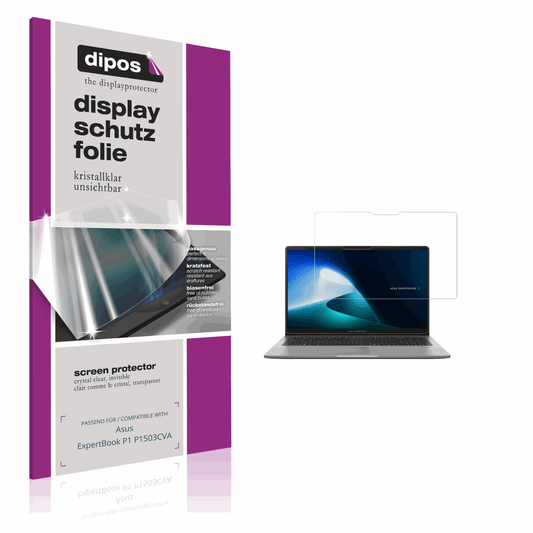 Klare Displayschutzfolie von dipos passend für Asus ExpertBook P1 P1503CVA, präziser Zuschnitt und blasenfrei montiert