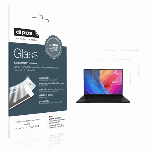 Matte Displayschutzfolie von dipos passend für ASUS ProArt P16 H7606WM, 9H kratzfest und blasenfrei montiert