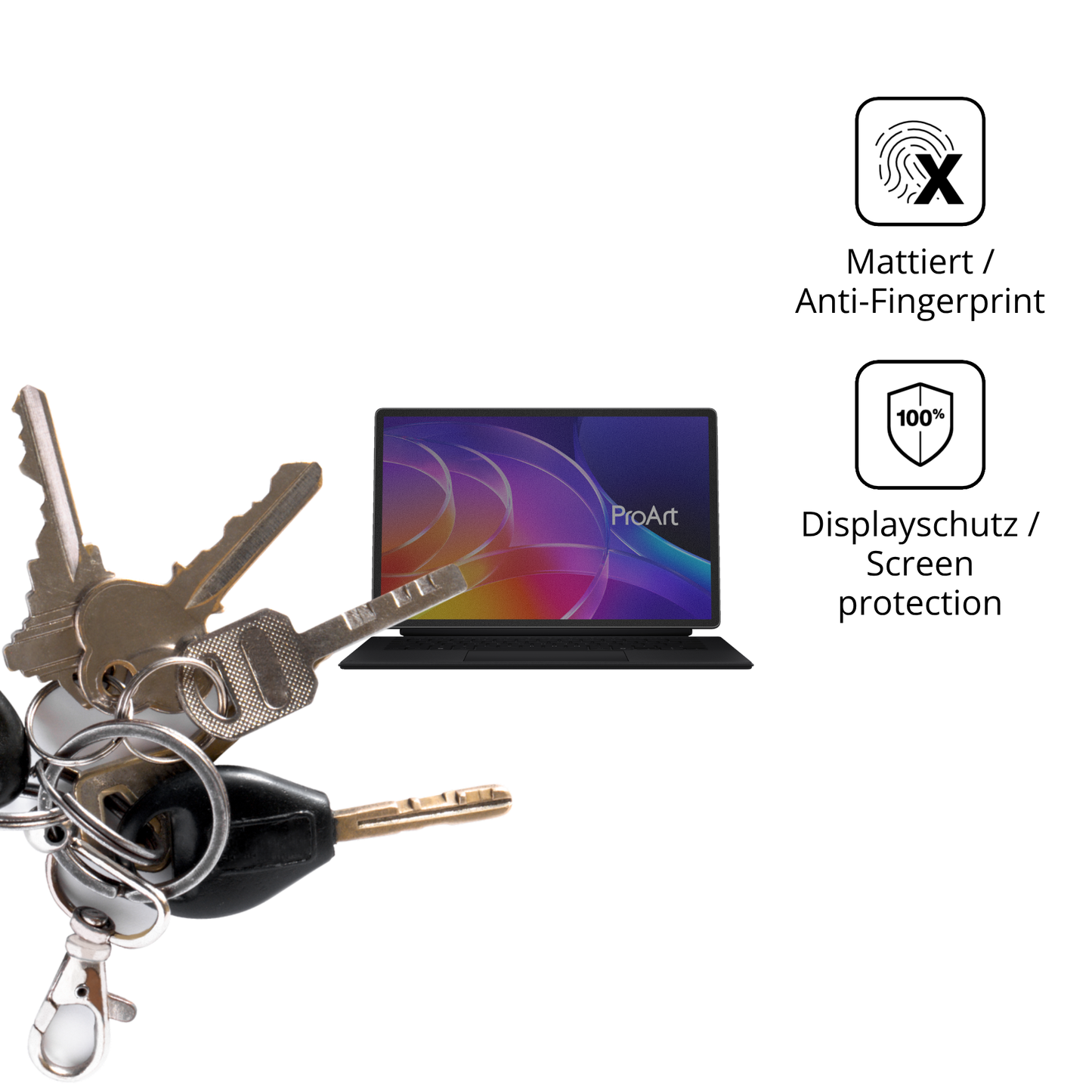 dipos Displayschutz für ASUS ProArt PZ14, mattierte Oberfläche, Blickschutzfilter und perfekter Passform