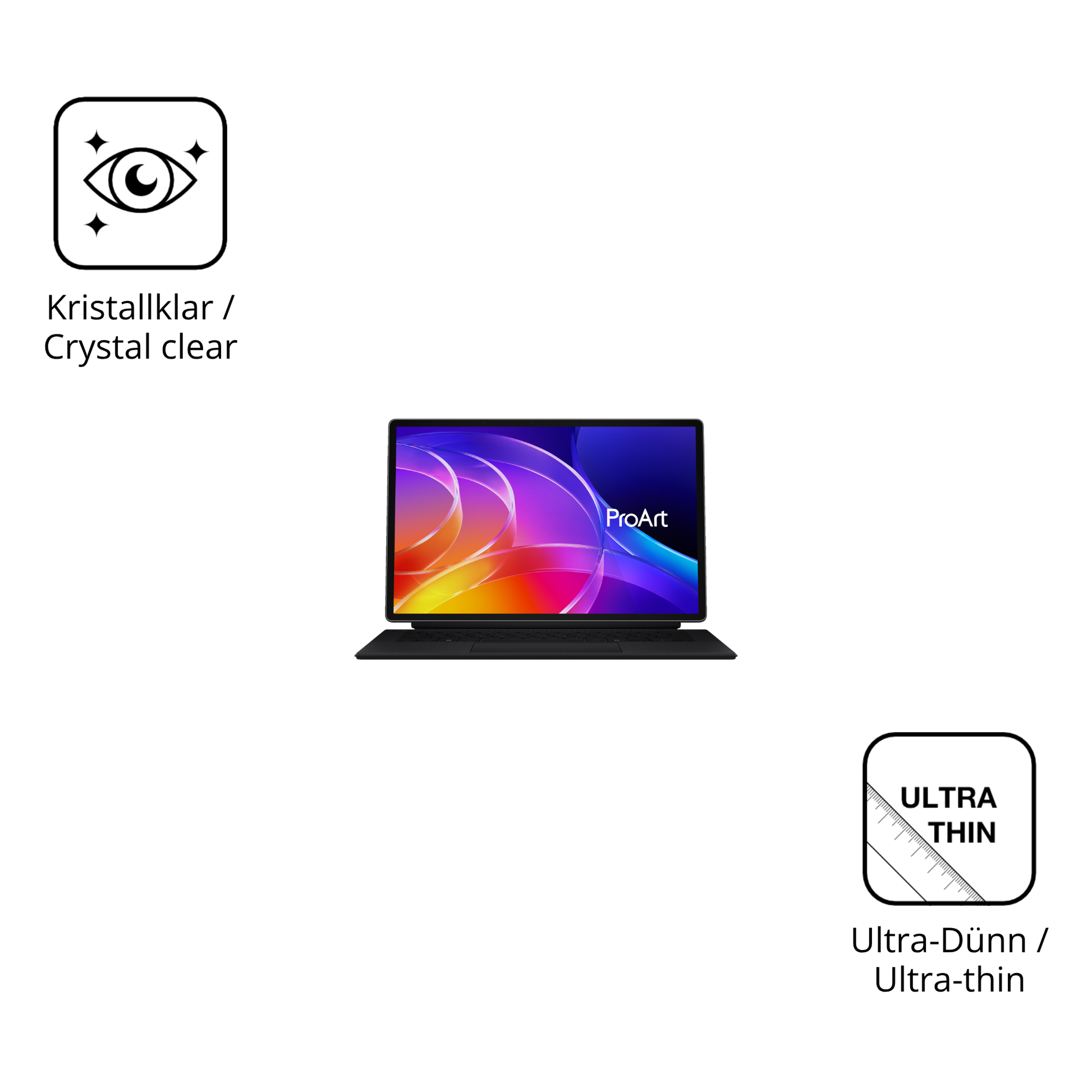 Dünne und klare Folie passend zugeschnitten für ASUS ProArt PZ14