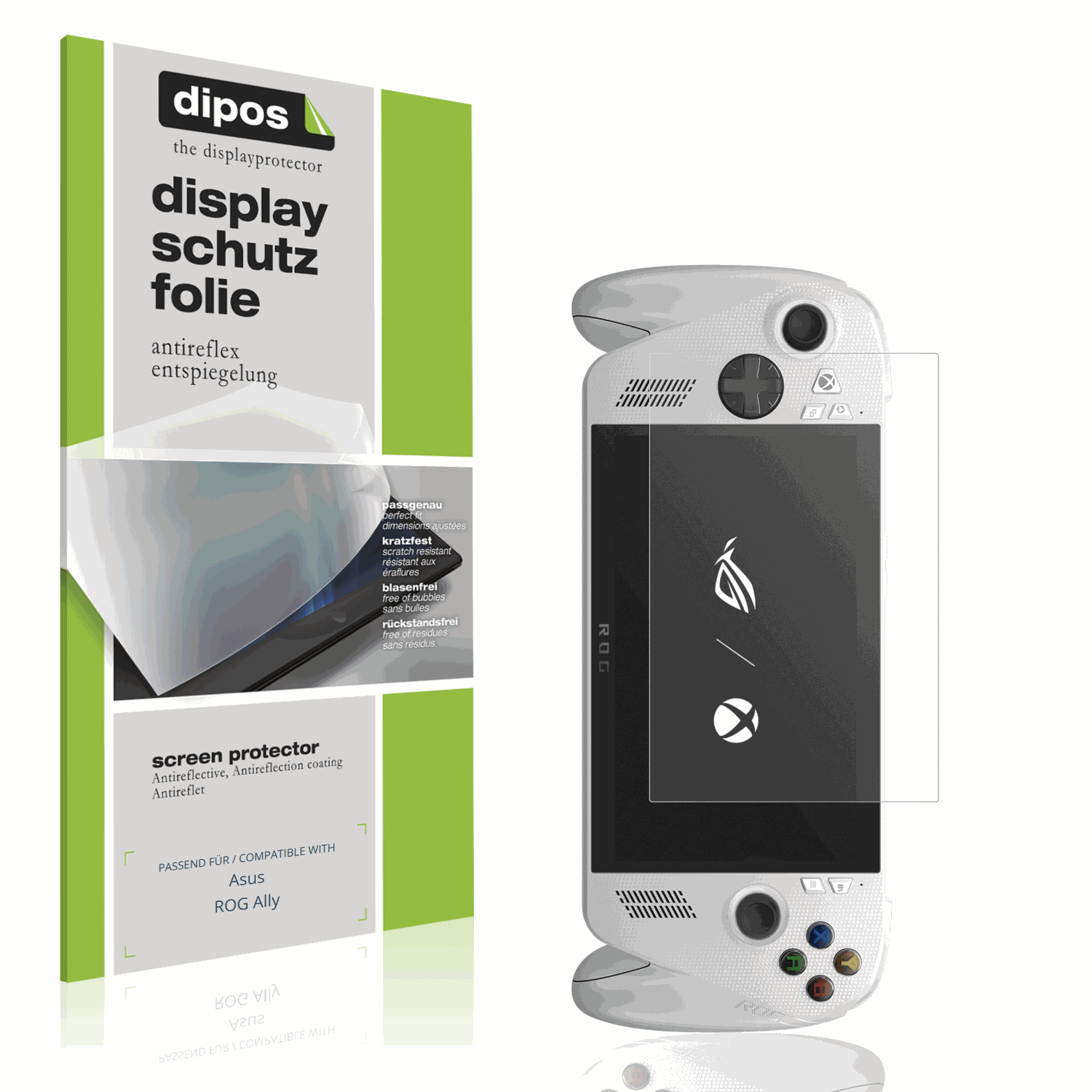 Matte Displayschutzfolie von dipos passend für Asus ROG Ally, präziser Zuschnitt und blasenfrei montiert