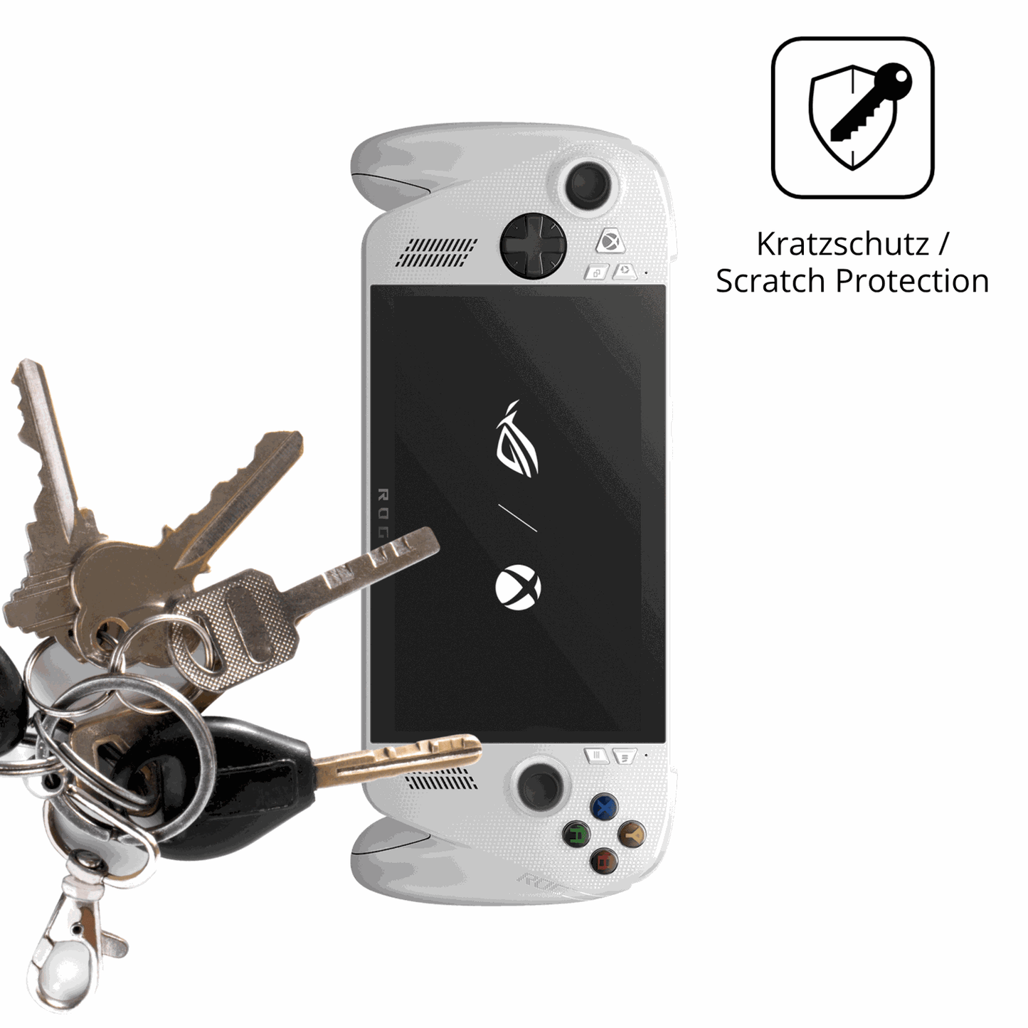 Schutz gegen Kratzer auf dem Asus ROG Ally Glas durch Schlüssel oder Ähnliches