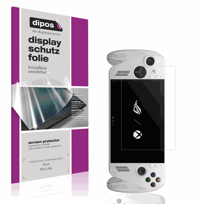Klare Displayschutzfolie von dipos passend für Asus ROG Ally, präziser Zuschnitt und blasenfrei montiert