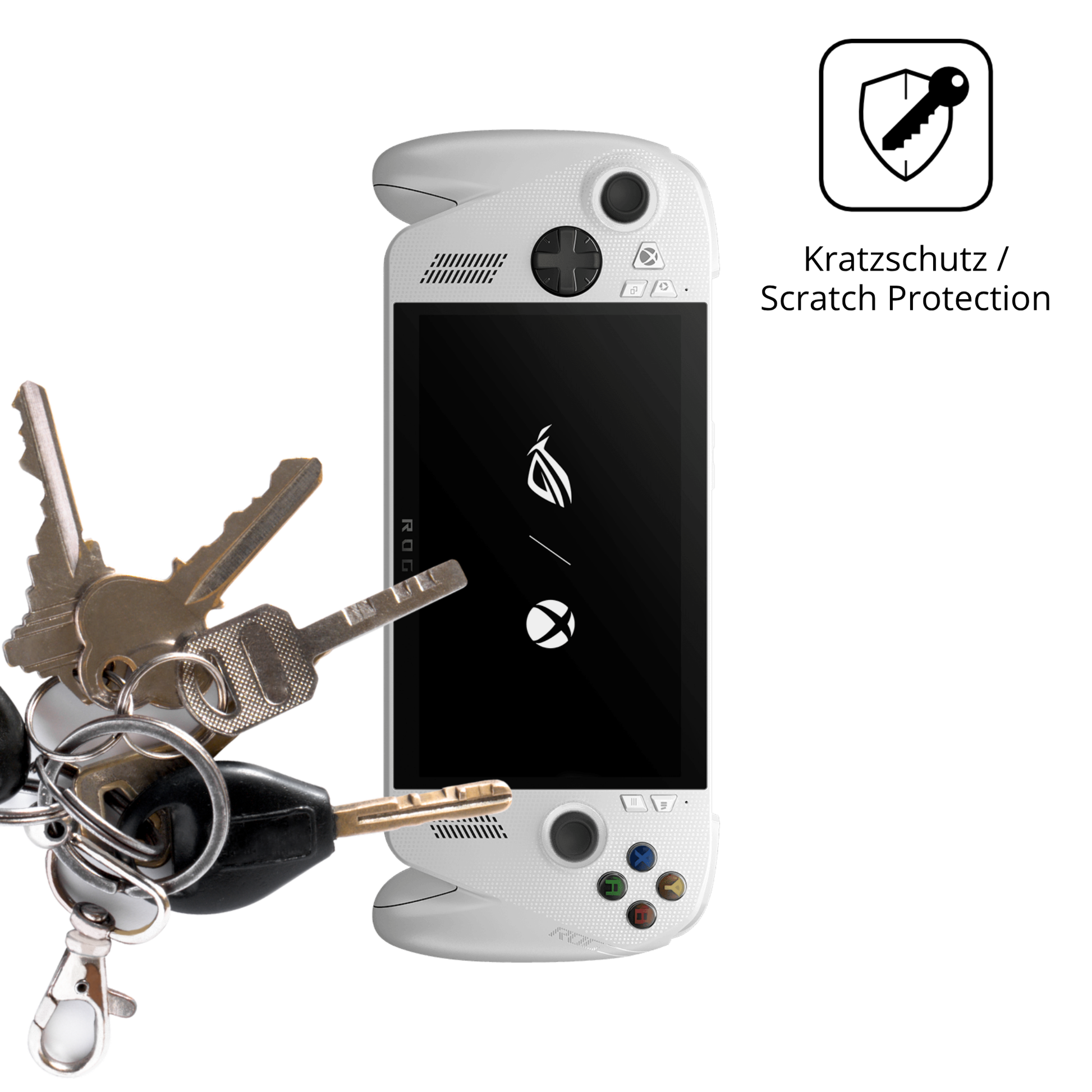 Schutz gegen Kratzer auf dem Asus ROG Ally Glas durch Schlüssel oder Ähnliches