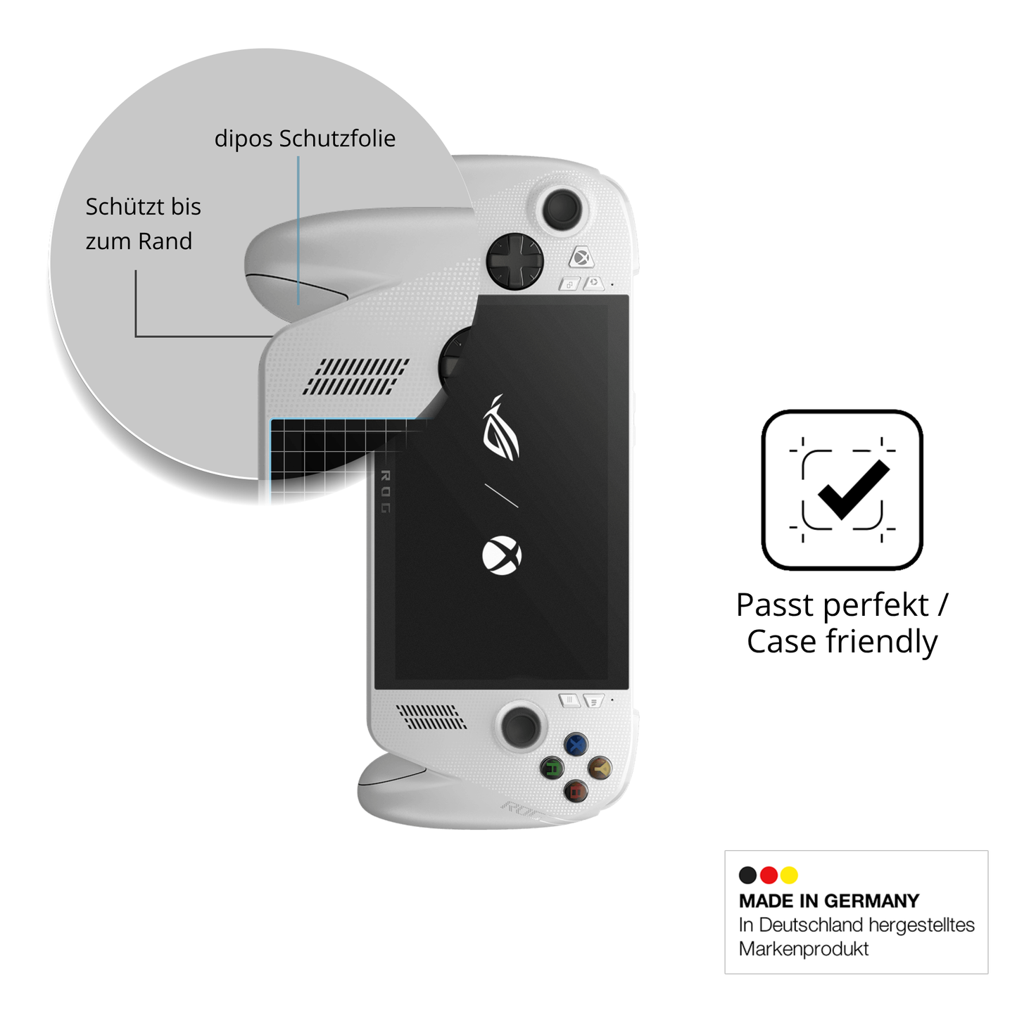 Schutzglasfolie mit optimaler Passform, zur Verwendung mit Hüllen geeignet