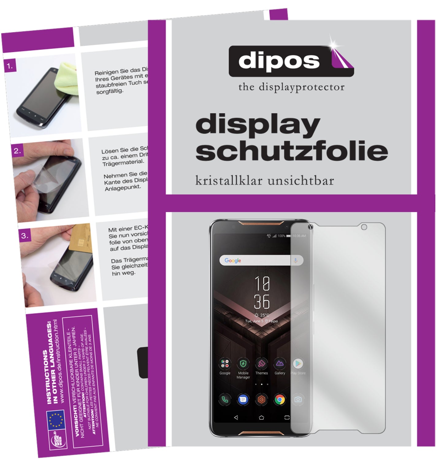 Kristallklare, dünne Schutzfolie: Kratzfest & passgenau für Asus-ROG Phone