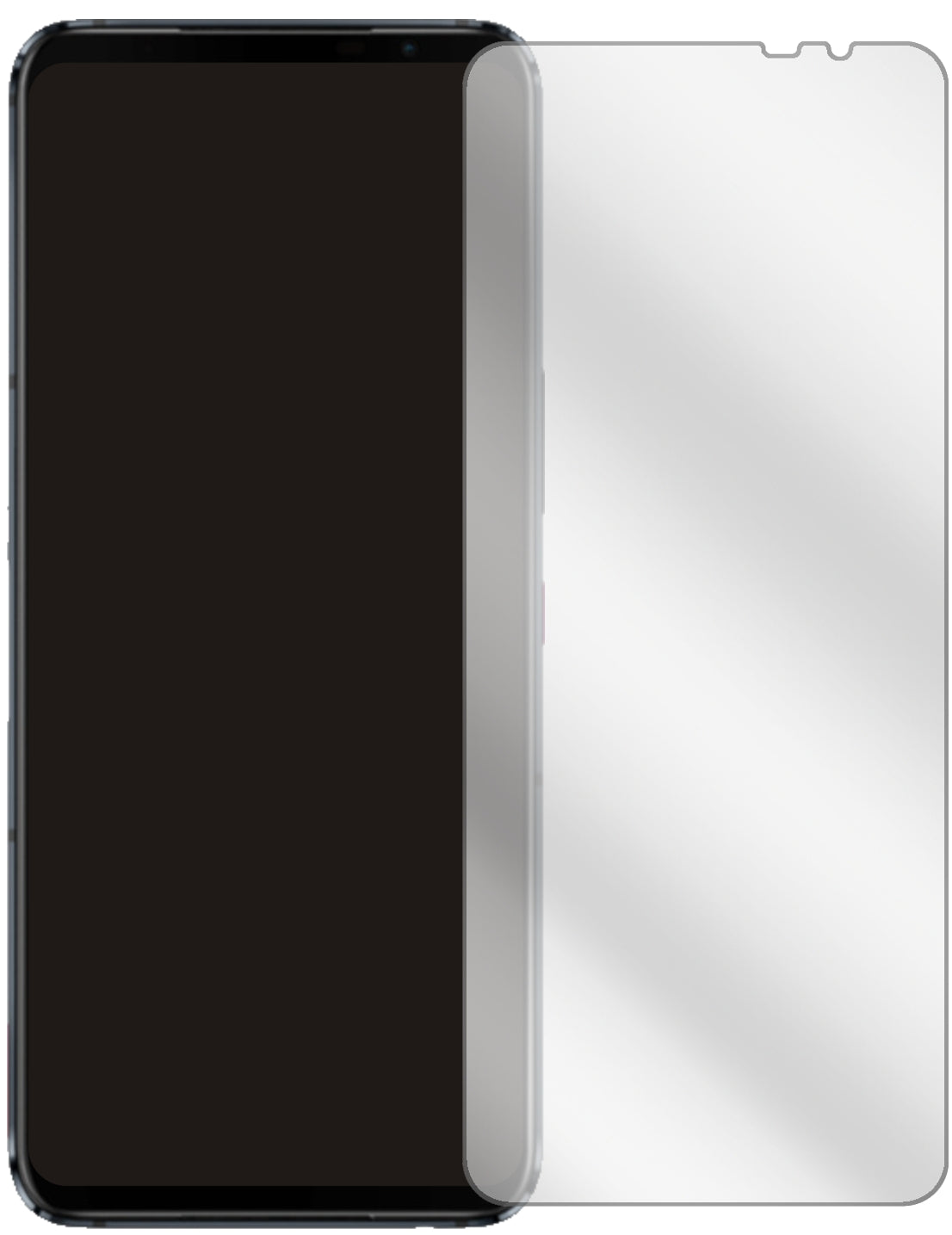 AsusROG Phone 5s Pro mit aufgebrachter dipos Displayschutzfolie, glasklare Darstellung ohne Einschränkungen