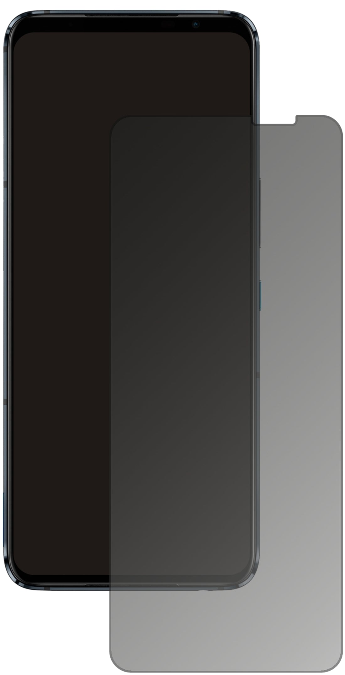 AsusROG Phone 5 Pro mit aufgebrachtem dipos Displayschutz, der seitliche Einblicke blockiert