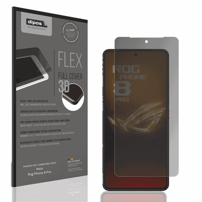 Blickschutzfolie von dipos passend für Asus Rog Phone 8 Pro, 100% Displayabdeckung und blasenfreie Montage