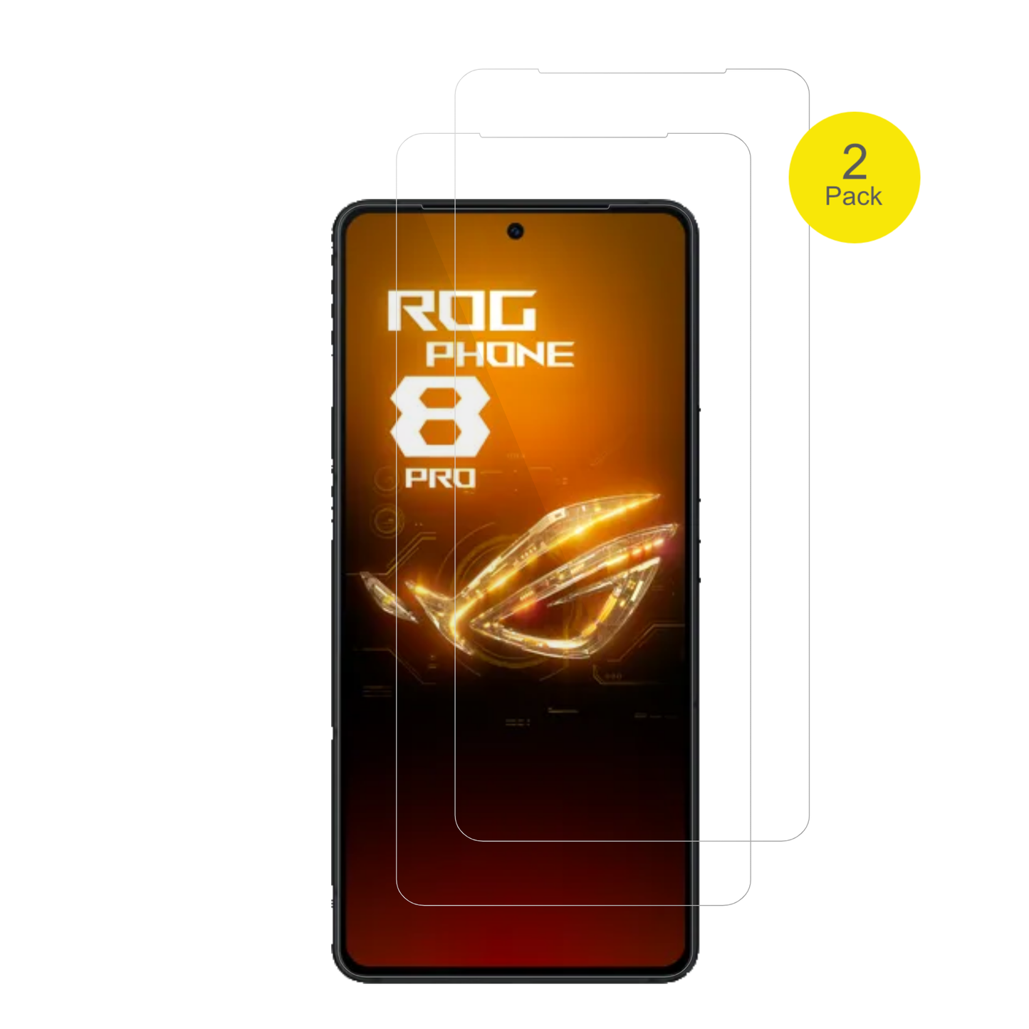 AsusRog Phone 8 Pro mit aufgebrachter dipos Displayschutzfolie, glasklare Darstellung ohne Einschränkungen