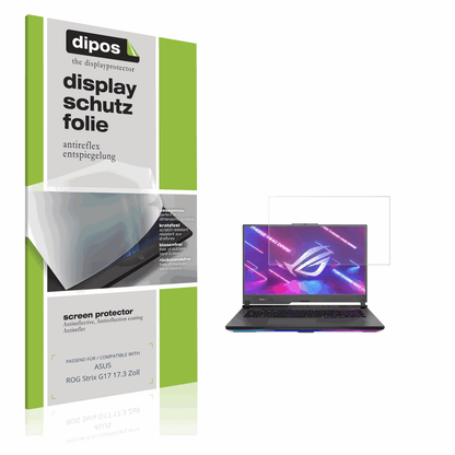Matte Displayschutzfolie von dipos passend für ASUS ROG Strix G17 17.3 Zoll, präziser Zuschnitt und blasenfrei montiert