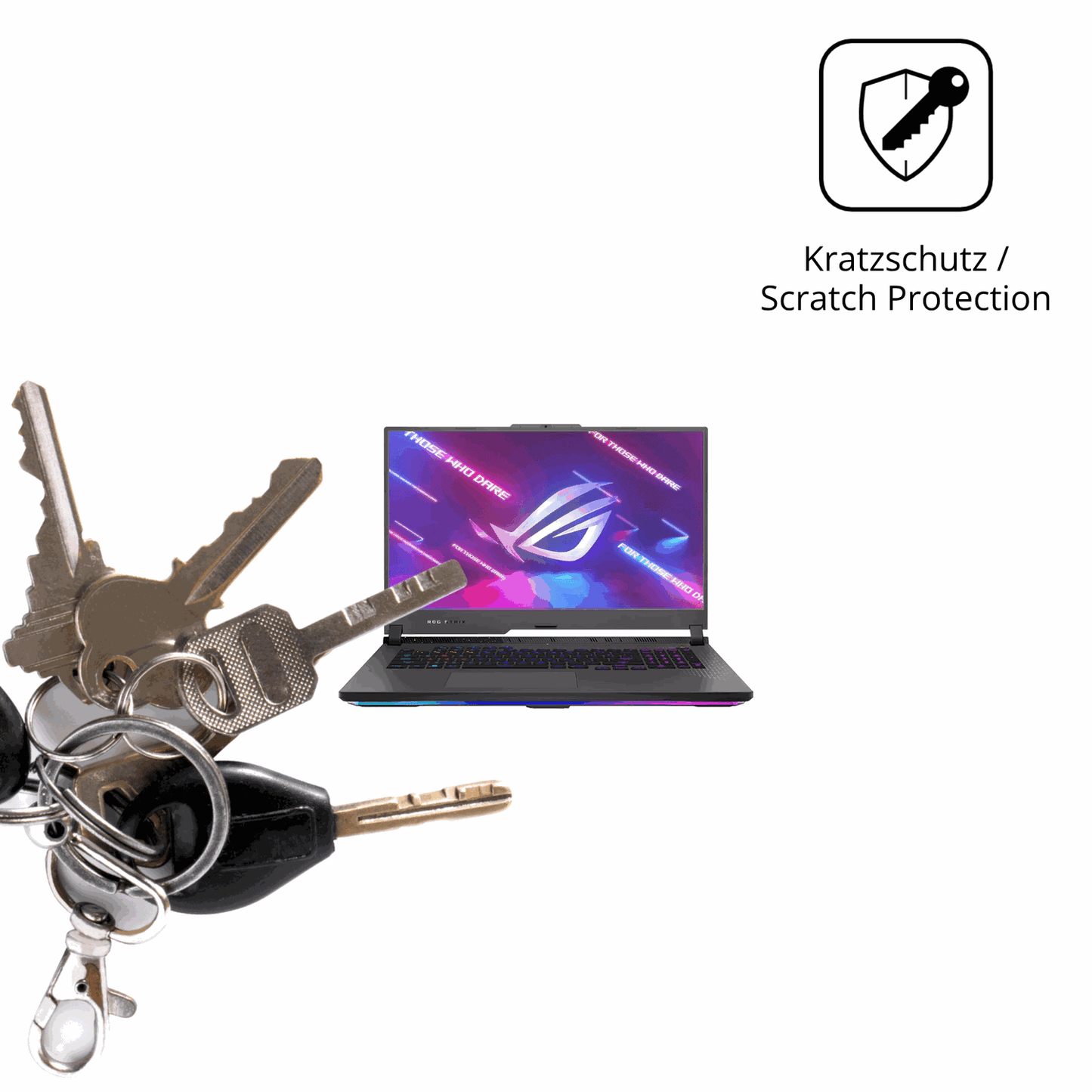 Schutz gegen Kratzer auf dem ASUS ROG Strix G17 17.3 Zoll Glas durch Schlüssel oder Ähnliches