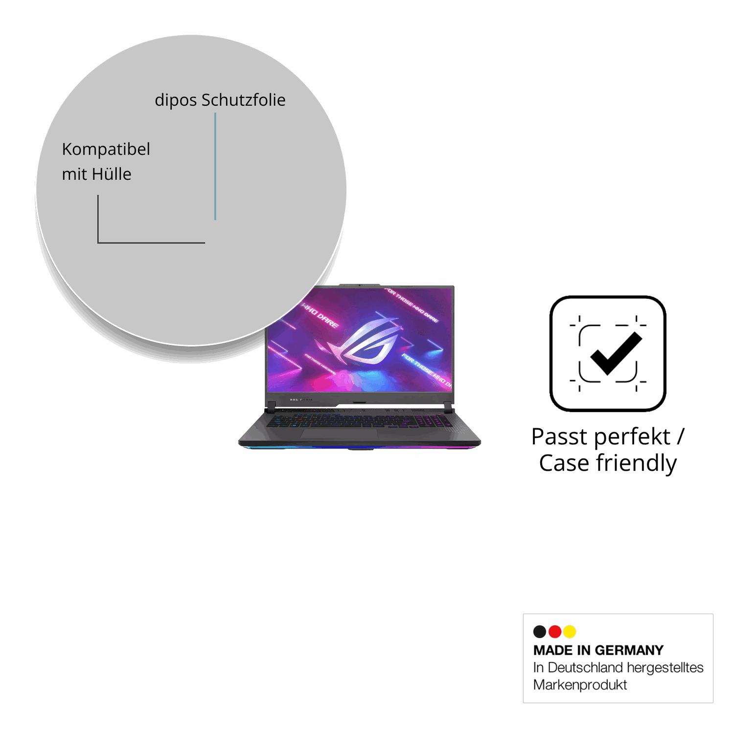 Schutzfolie mit optimaler Passform, zur Verwendung mit Hüllen geeignet