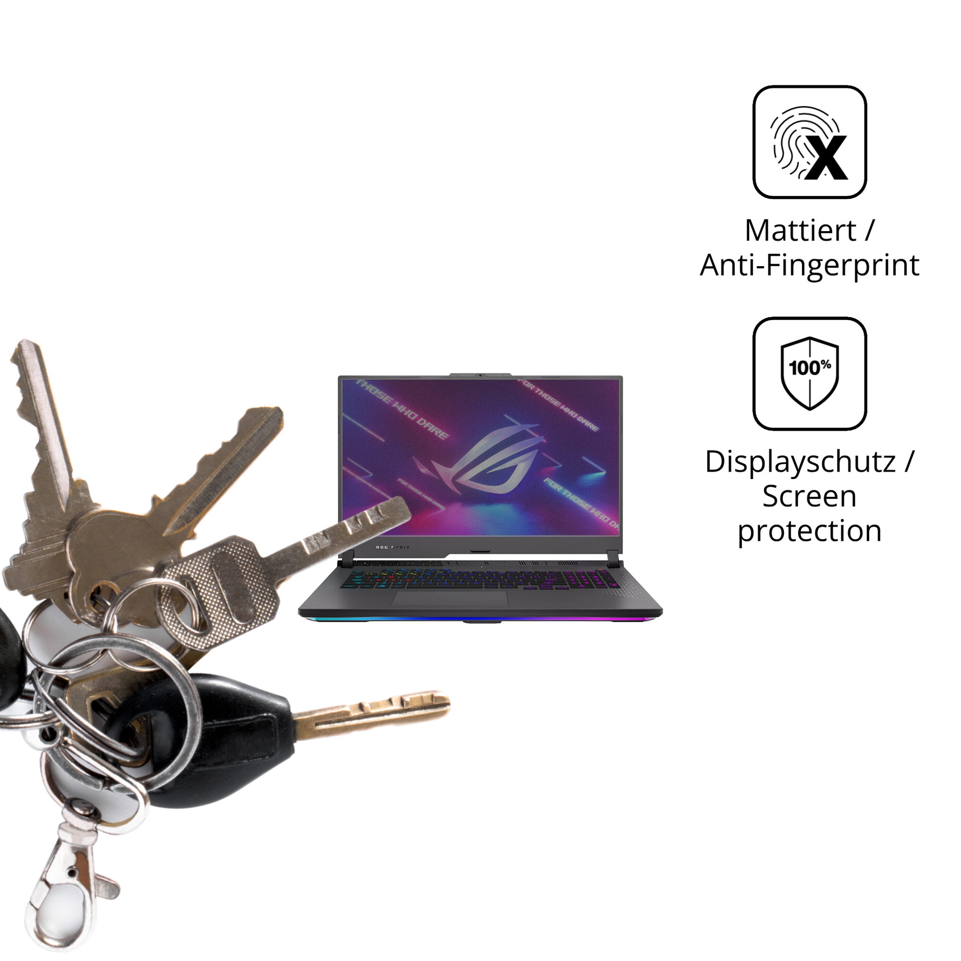 dipos Displayschutz für ASUS ROG Strix G17 17.3 Zoll, mattierte Oberfläche, Blickschutzfilter und perfekter Passform