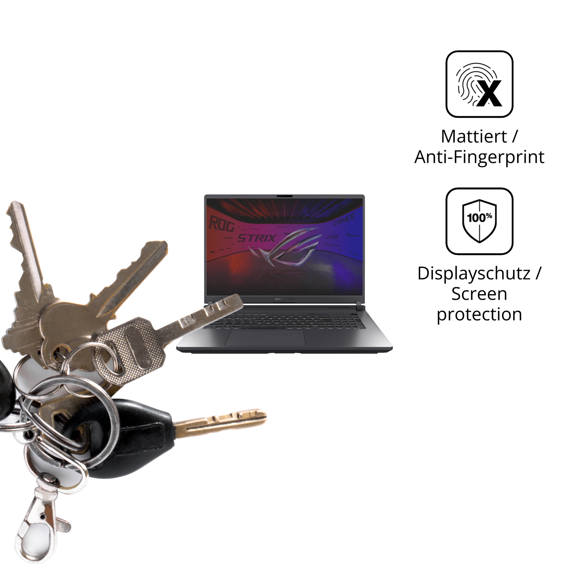 dipos Displayschutz für Asus Rog Strix G18 2025, mattierte Oberfläche, Blickschutzfilter und perfekter Passform