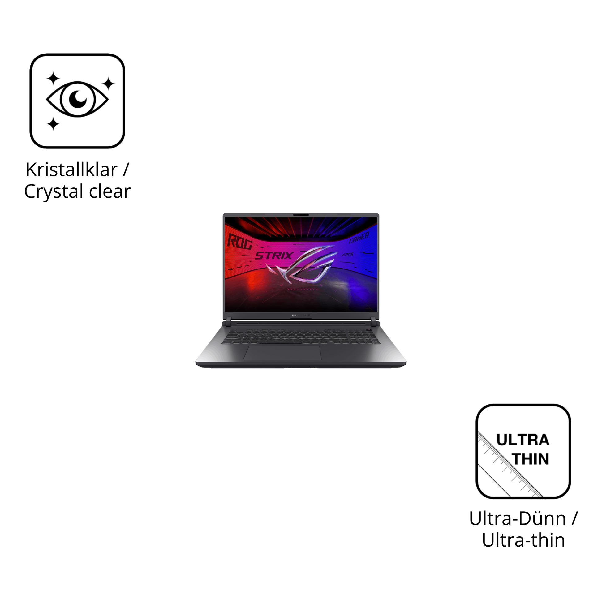 Dünne und klare Folie passend zugeschnitten für Asus Rog Strix G18 2025
