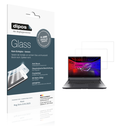 Klare Displayschutzfolie von dipos passend für Asus Rog Strix G18 2025, 9H kratzfest und blasenfrei montiert