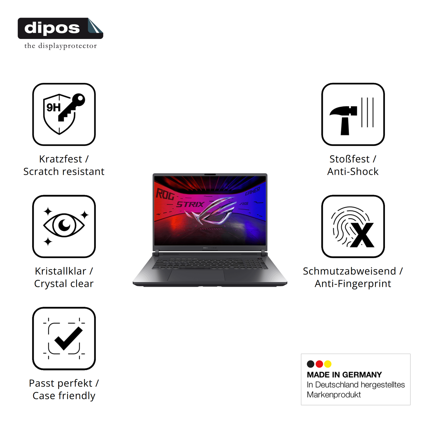 Displayschutz hergestellt in Deutschland, höchste Qualität made in Germany