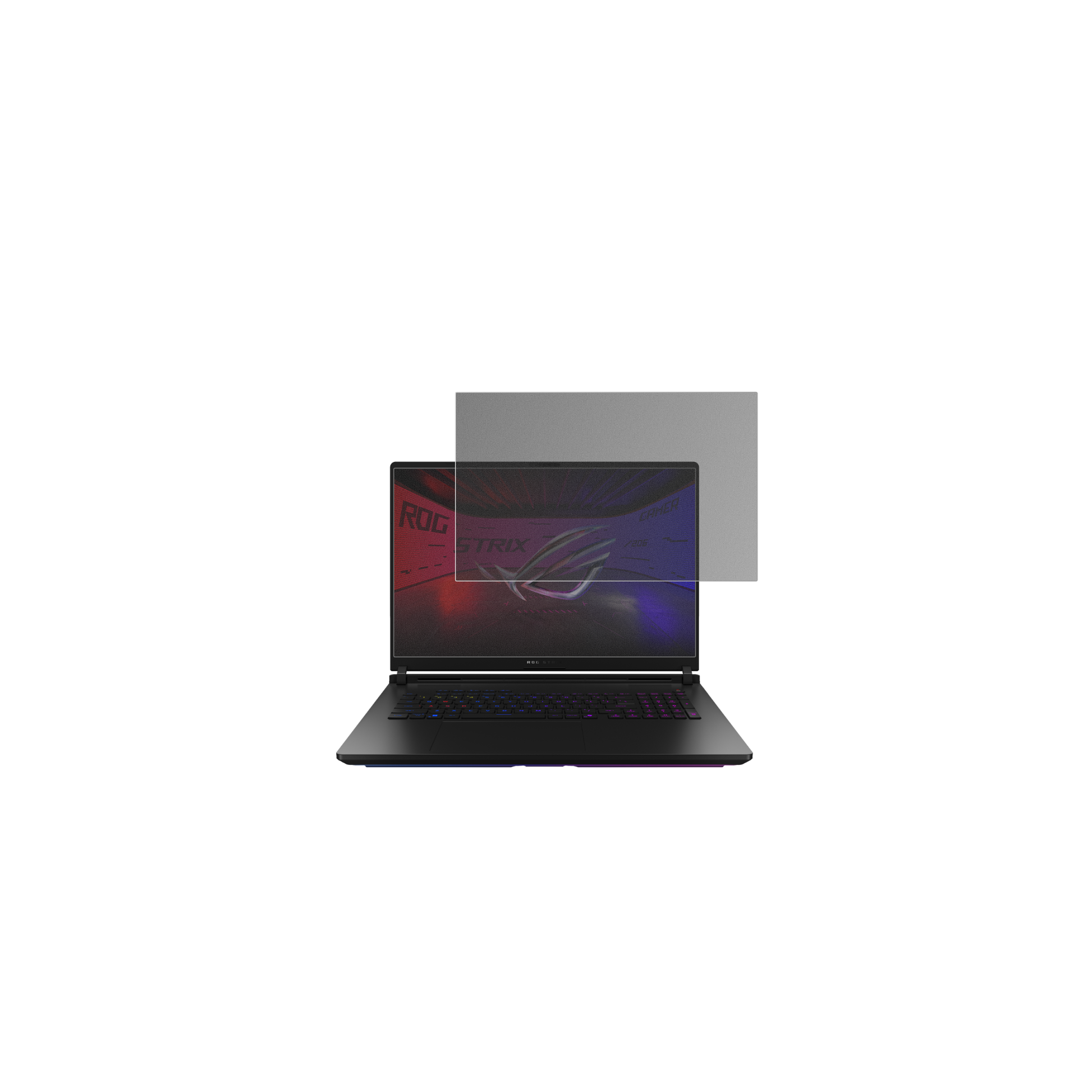 AsusROG Strix SCAR 18 2025 mit aufgebrachtem dipos Displayschutz, der seitliche Einblicke blockiert