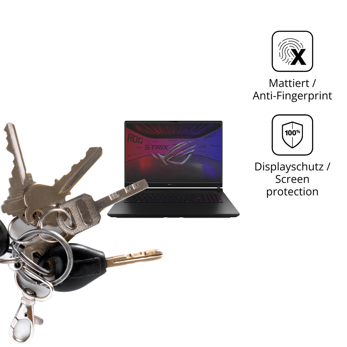 dipos Displayschutz für Asus ROG Strix SCAR 18 2025, mattierte Oberfläche, Blickschutzfilter und perfekter Passform