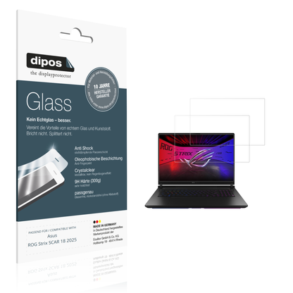 Klare Displayschutzfolie von dipos passend für Asus ROG Strix SCAR 18 2025, 9H kratzfest und blasenfrei montiert