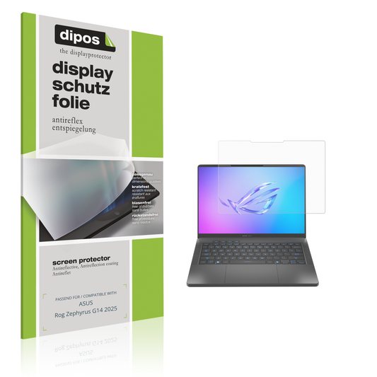 Matte Displayschutzfolie von dipos passend für ASUS Rog Zephyrus G14 2025, präziser Zuschnitt und blasenfrei montiert