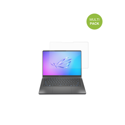 ASUSRog Zephyrus G14 2025 mit aufgebrachter dipos Displayschutzfolie, die lästige Fingerabdrücke minimiert