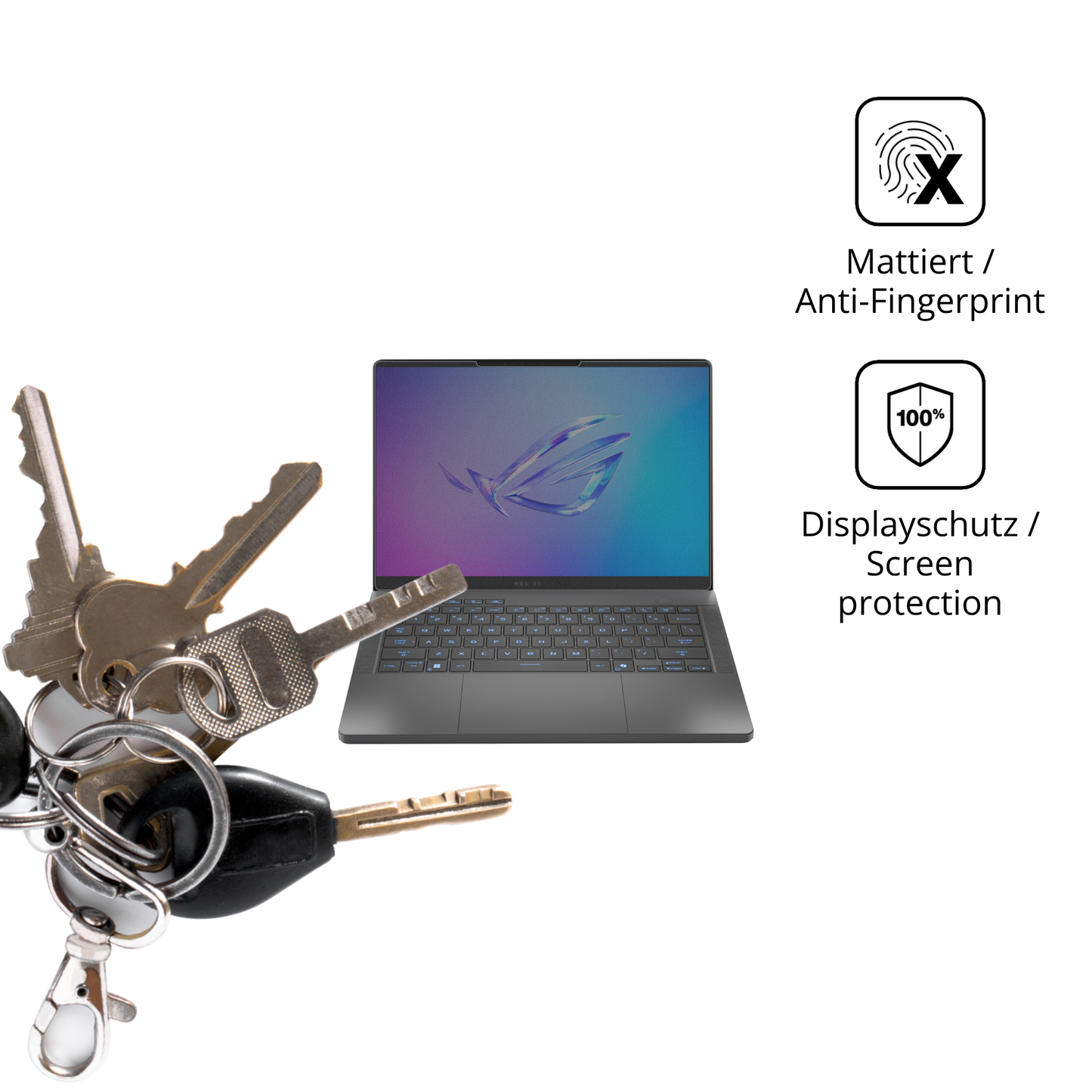 dipos Displayschutz für ASUS Rog Zephyrus G14 2025, mattierte Oberfläche, Blickschutzfilter und perfekter Passform