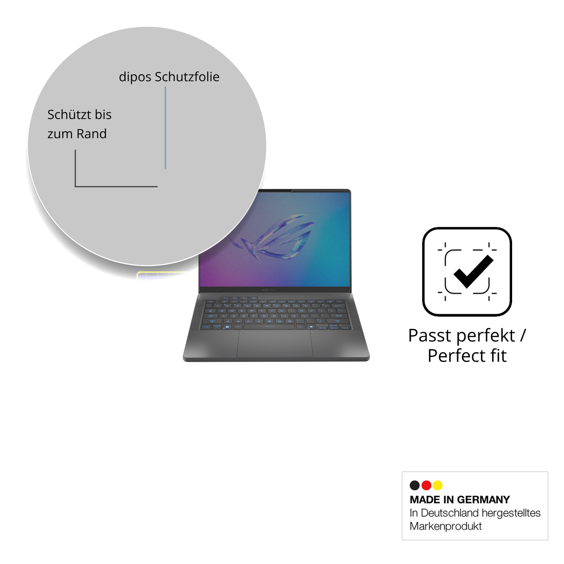 Schutz gegen Kratzer auf dem ASUS Rog Zephyrus G14 2025 Glas durch Schlüssel oder Ähnliches